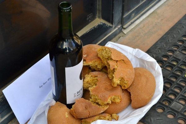 Communion wine and bread left at Rep McCarthy's office door.