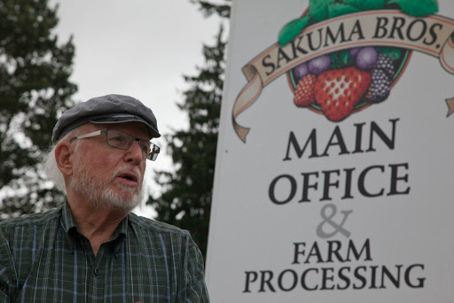 Sam Trickey at Sakuma Farms protest