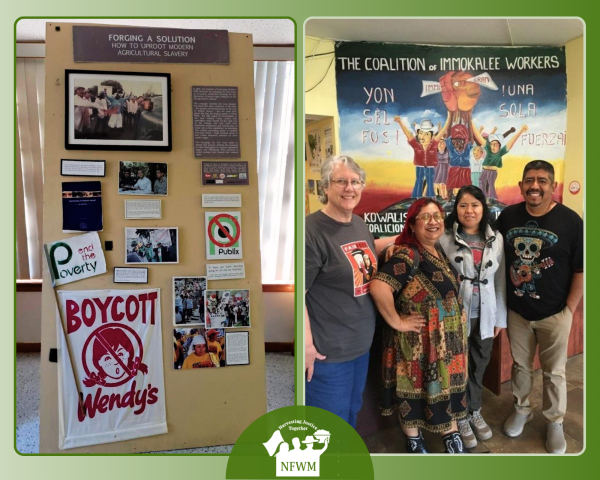 NFWM staff meeting with leaders of the Coalition of Immokalee Workers in Immokalee, Florida, discussing farm worker rights, safety, and the Wendy’s Boycott.